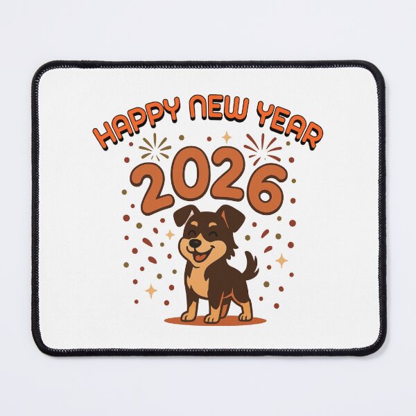 Item preview, Happy New Year 2026 Cute Dog – Festive Cartoon Puppy Design designed and sold by BhumiBliss.