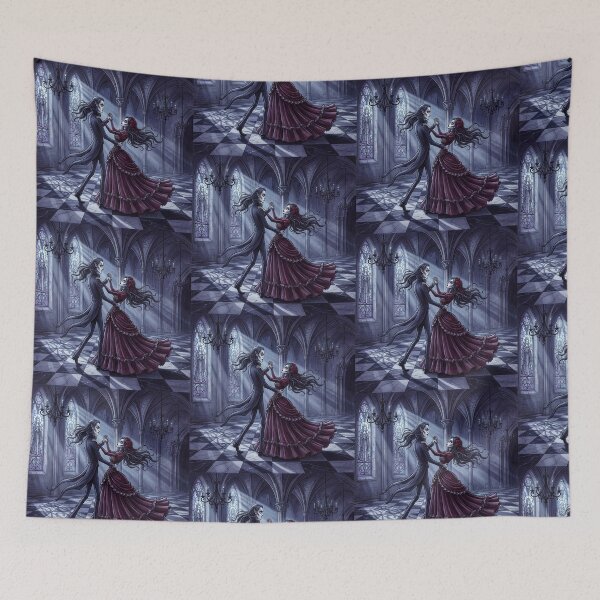 Item preview, Vampire waltz romance Gothic illustration art designed and sold by Vintage Designs +.