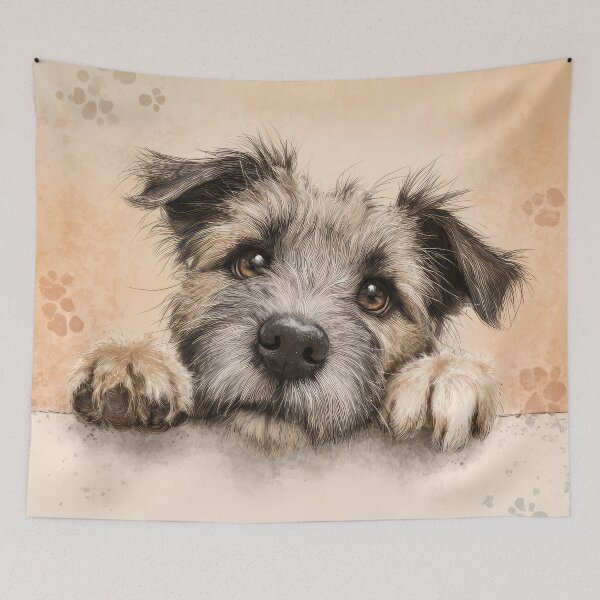Item preview, Glen of Imaal Terrier Peeking over Wall 01 designed and sold by Elisabeth Lucas.