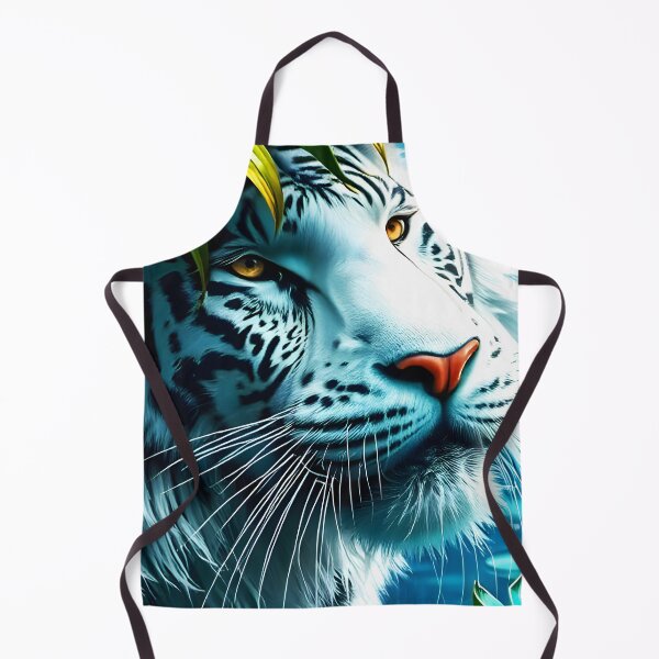 Item preview, White Tiger Under Palm Leaf in Rain – Crystal Clear Digital Art (2:3 Card Edition) designed and sold by EmeraldeaArt.