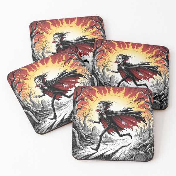 Item preview, Dracula Running from the Sun illustration gothic vampire art designed and sold by Vintage Designs +.