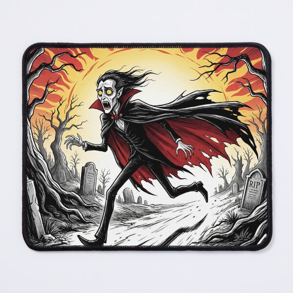 Item preview, Dracula Running from the Sun illustration gothic vampire art designed and sold by Vintage Designs +.