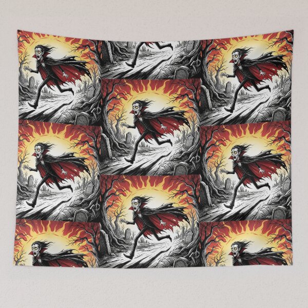 Item preview, Dracula Running from the Sun illustration gothic vampire art designed and sold by Vintage Designs +.