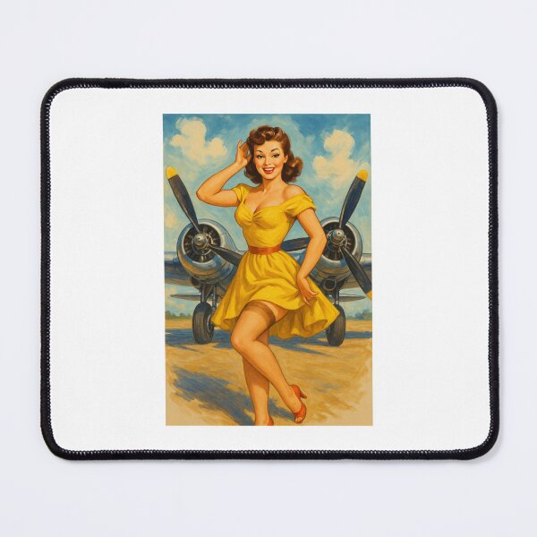 Item preview, Vintage Pin-Up Girl with Airplane – 1950s Aviation Retro Art Classic designed and sold by Fleetwood1994.