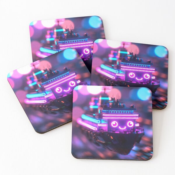 Item preview, Cyberpunk Kawaii Neon Container Ship – Rainbow Glow Giant designed and sold by NordseeSteel.