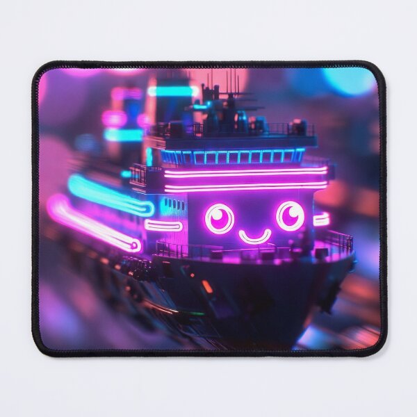 Item preview, Cyberpunk Kawaii Neon Container Ship – Rainbow Glow Giant designed and sold by NordseeSteel.