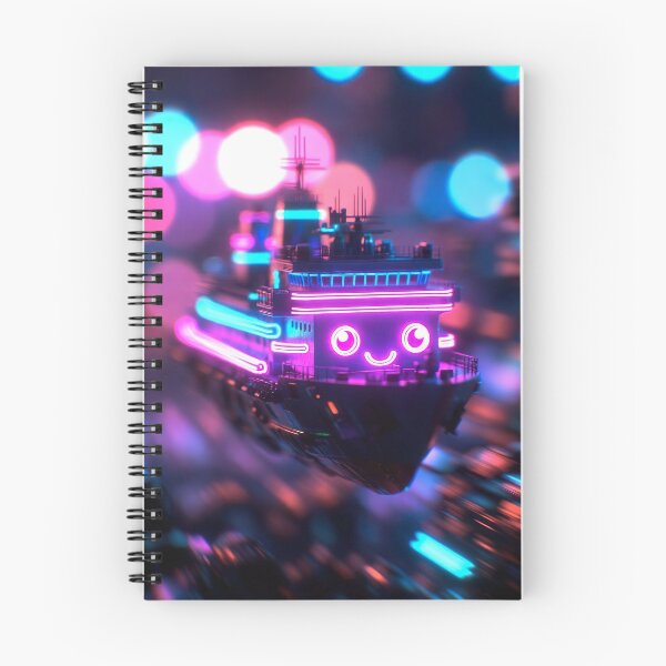 Item preview, Cyberpunk Kawaii Neon Container Ship – Rainbow Glow Giant designed and sold by NordseeSteel.