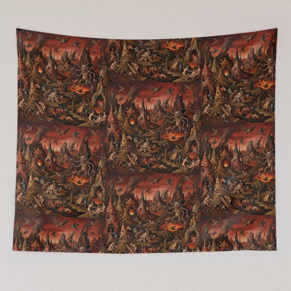Item preview, Hell Torment Landscape after Hieronymus Bosch and Pieter Bruegel designed and sold by Vintage Designs +.