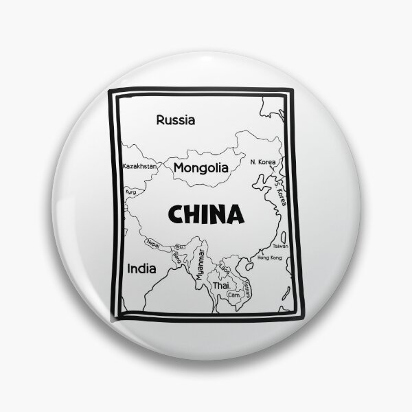 Item preview, China & Neighbors – Black & White Political Map designed and sold by mashmosh.