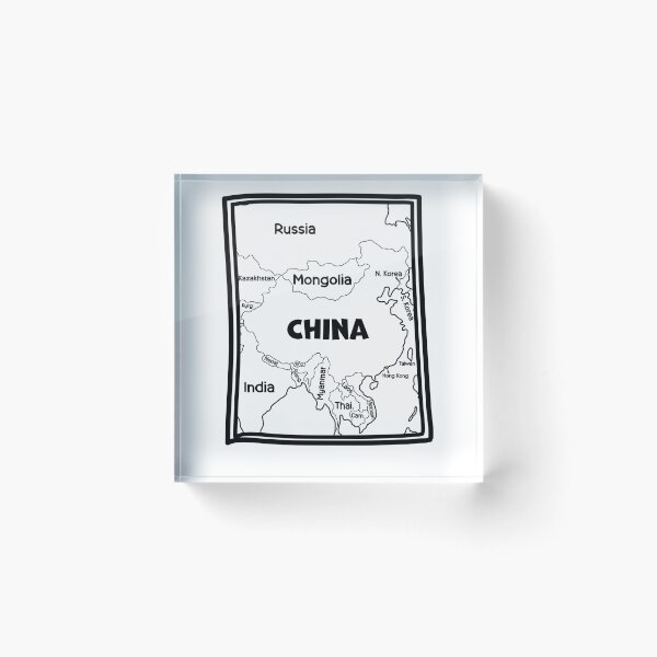 Item preview, China & Neighbors – Black & White Political Map designed and sold by mashmosh.