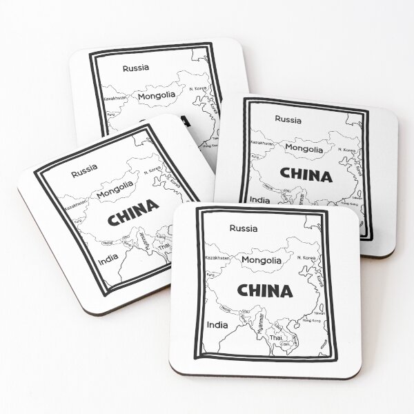 Item preview, China & Neighbors – Black & White Political Map designed and sold by mashmosh.