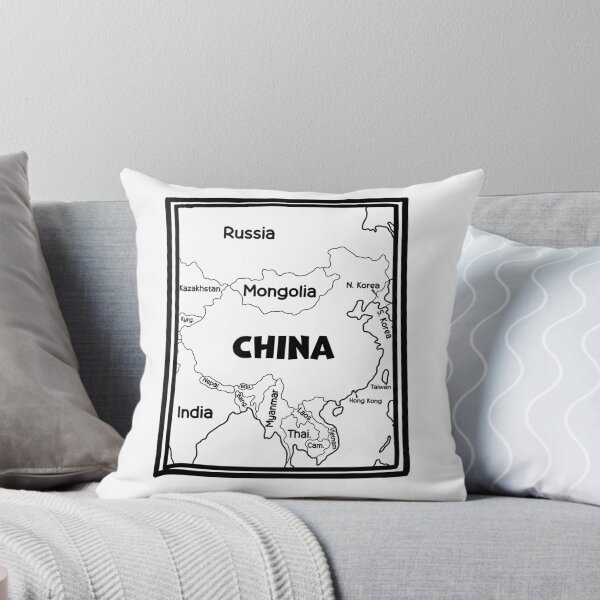 Item preview, China & Neighbors – Black & White Political Map designed and sold by mashmosh.