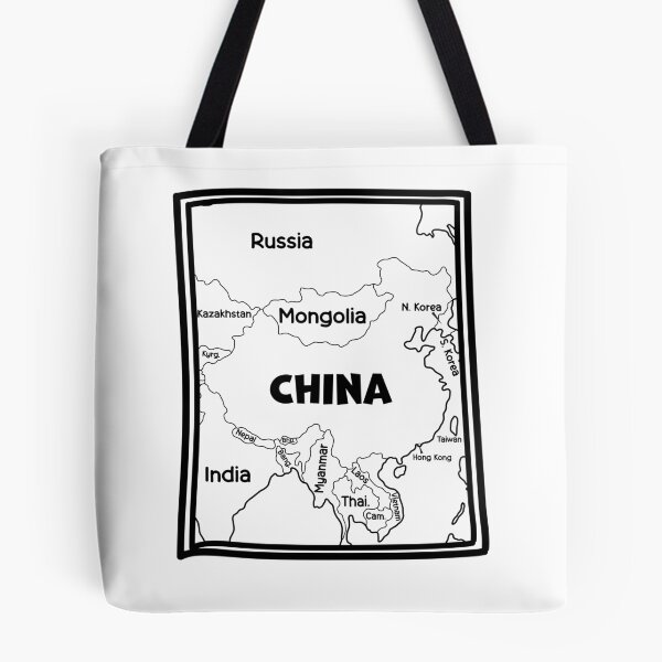 Item preview, China & Neighbors – Black & White Political Map designed and sold by mashmosh.