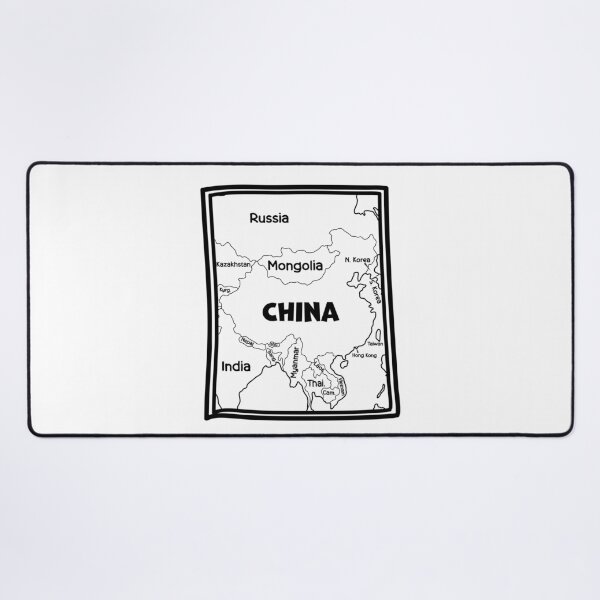 Item preview, China & Neighbors – Black & White Political Map designed and sold by mashmosh.