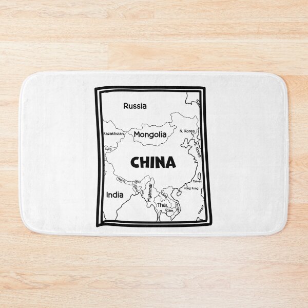 Item preview, China & Neighbors – Black & White Political Map designed and sold by mashmosh.