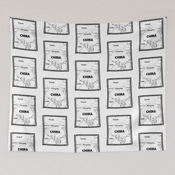 Item preview, China & Neighbors – Black & White Political Map designed and sold by mashmosh.