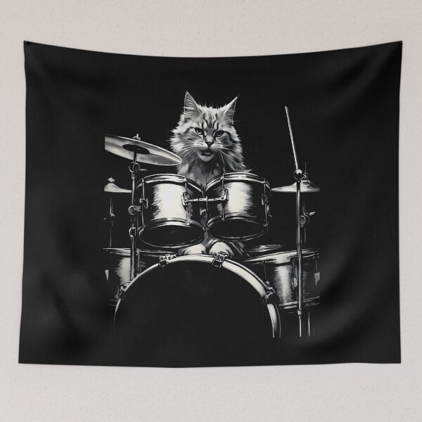 Item preview, Rock Cat Playing The Drums - Funny Drum Set Drummer Cat designed and sold by LucretiaTina.