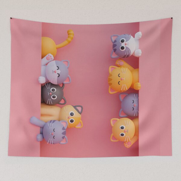 Item preview, Cute 3D Peeking Kittens in Pink and Yellow designed and sold by Coco Designs.