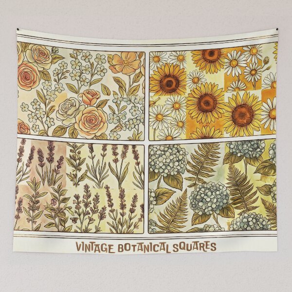 Item preview, Vintage Botanical Patchwork – Rustic Cottagecore Floral Garden designed and sold by Hen-C-Art.