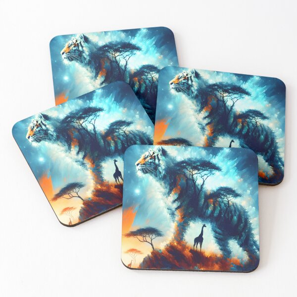 Item preview, Giant Tiger Guardian of the Savannah – Fantasy African Wildlife Illustration designed and sold by EmeraldeaArt.