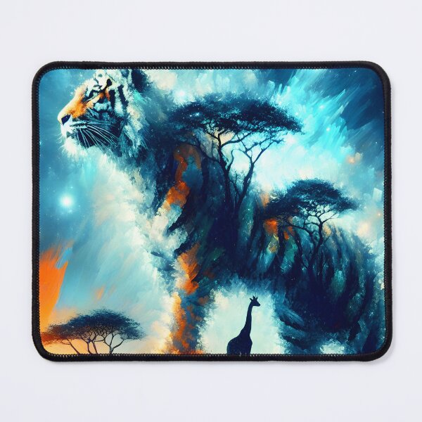 Item preview, Giant Tiger Guardian of the Savannah – Fantasy African Wildlife Illustration designed and sold by EmeraldeaArt.