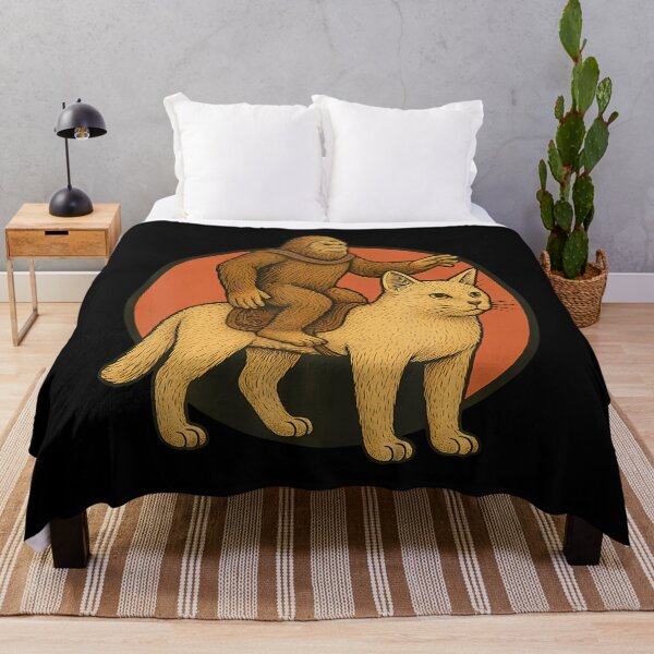 Item preview, Funny Bigfoot Riding Cat In Stylized Creature Scene Cryptid designed and sold by JaneJanie.