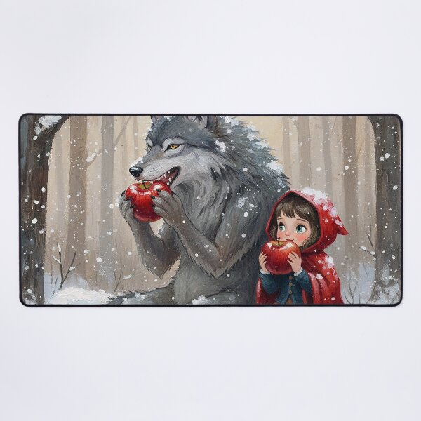 Artikelvorschau, Rotkäppchen und der Wolf essen Äpfel entworfen und verkauft von cloud lee.