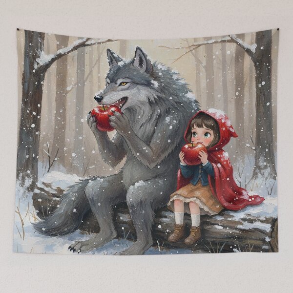 Item preview, Little Red Riding Hood and the Wolf Eat Apple designed and sold by cloud lee.
