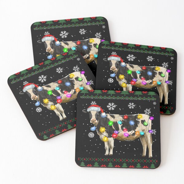 Item preview, Cute Cow with Santa Hat & Christmas Lights designed and sold by Marga1994.