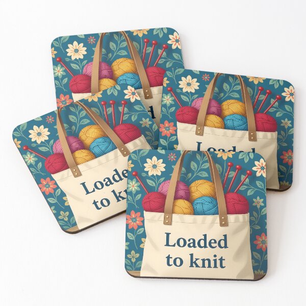 Item preview, Canvas bag to carry wool printed with the words “Loaded to knit” designed and sold by Ponted.