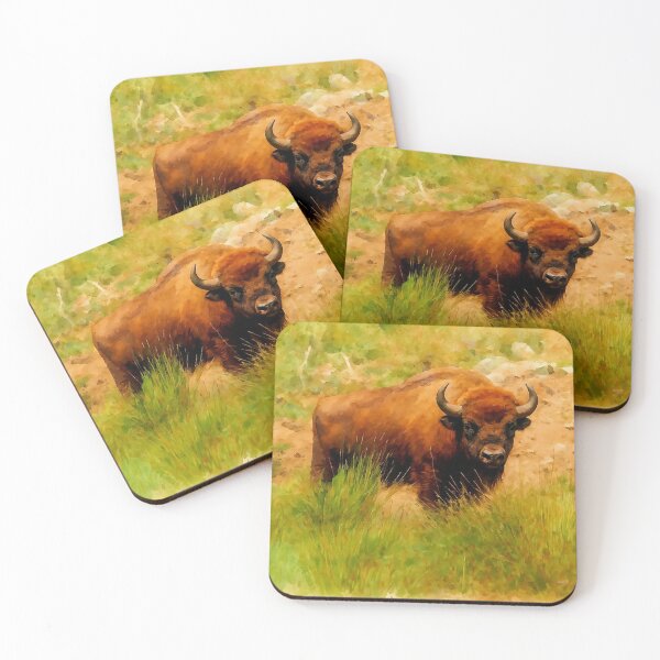 Item preview, Watercolor Bison Portrait – Majestic Wild Buffalo in Prairie Art  designed and sold by M.ALK.Watercolor.