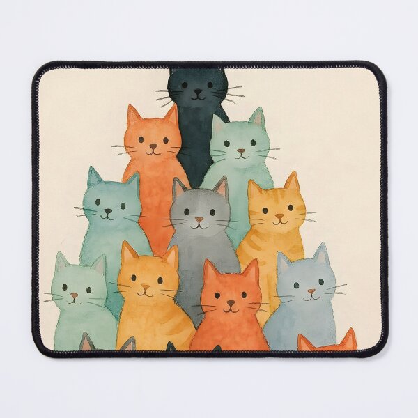 Item preview, Watercolor Christmas Tree Made of Cats – Festive Star on Top Illustration designed and sold by EmeraldeaArt.