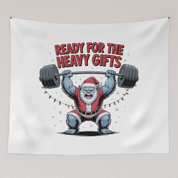 Item preview, Ready for the Heavy Gifts | Yeti Santa Winter Gym Humor Fitness Design designed and sold by WSPrintCrafter.