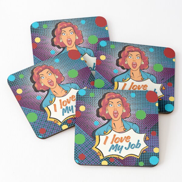 Item preview, Retro Pop Art Comic Woman with Surprise Expression and ‘I Love My Job’ Quote – Vintage Style Graphic Design designed and sold by House-of-Canvas.