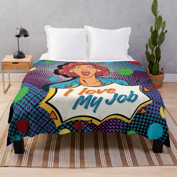 Item preview, Retro Pop Art Comic Woman with Surprise Expression and ‘I Love My Job’ Quote – Vintage Style Graphic Design designed and sold by House-of-Canvas.
