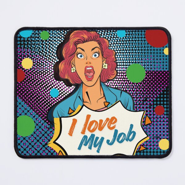 Item preview, Retro Pop Art Comic Woman with Surprise Expression and ‘I Love My Job’ Quote – Vintage Style Graphic Design designed and sold by House-of-Canvas.