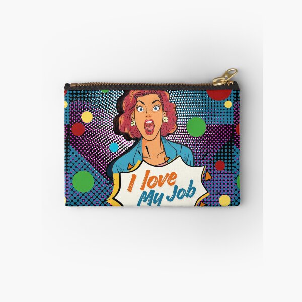 Item preview, Retro Pop Art Comic Woman with Surprise Expression and ‘I Love My Job’ Quote – Vintage Style Graphic Design designed and sold by House-of-Canvas.