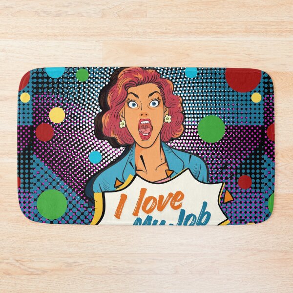 Item preview, Retro Pop Art Comic Woman with Surprise Expression and ‘I Love My Job’ Quote – Vintage Style Graphic Design designed and sold by House-of-Canvas.