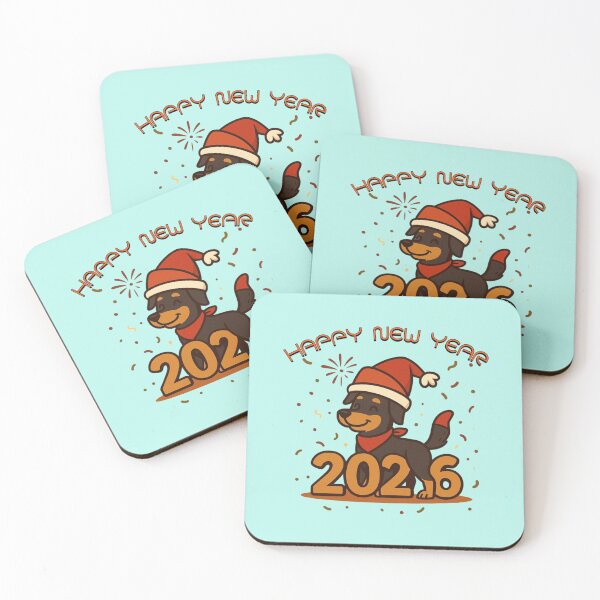 Item preview, 2026 Happy New Year Dog Walk – Cheerful Santa Hat Puppy Illustration designed and sold by BhumiBliss.