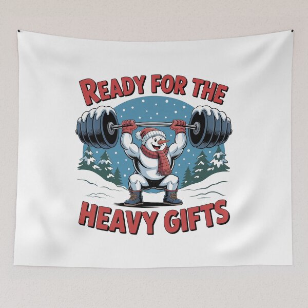 Item preview, Ready for the Heavy Gifts | Snowman Bodybuilder Winter Gym Humor Design designed and sold by WSPrintCrafter.