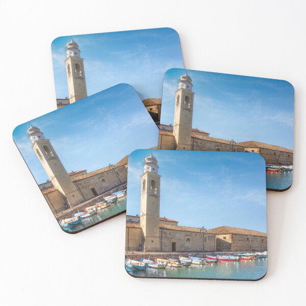 Item preview, Lazise Harbor, Bell Tower, and Boats on Lake Garda designed and sold by Stefano Orazzini.