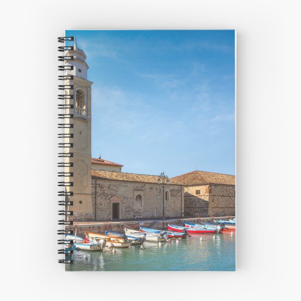 Item preview, Lazise Harbor, Bell Tower, and Boats on Lake Garda designed and sold by Stefano Orazzini.