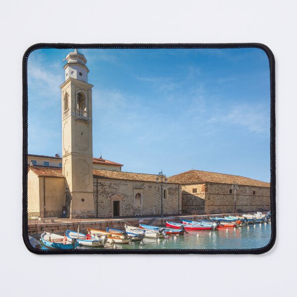Item preview, Lazise Harbor, Bell Tower, and Boats on Lake Garda designed and sold by Stefano Orazzini.