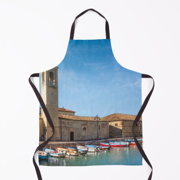 Item preview, Lazise Harbor, Bell Tower, and Boats on Lake Garda designed and sold by Stefano Orazzini.