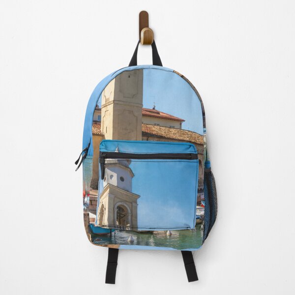 Item preview, Lazise Harbor, Bell Tower, and Boats on Lake Garda designed and sold by Stefano Orazzini.