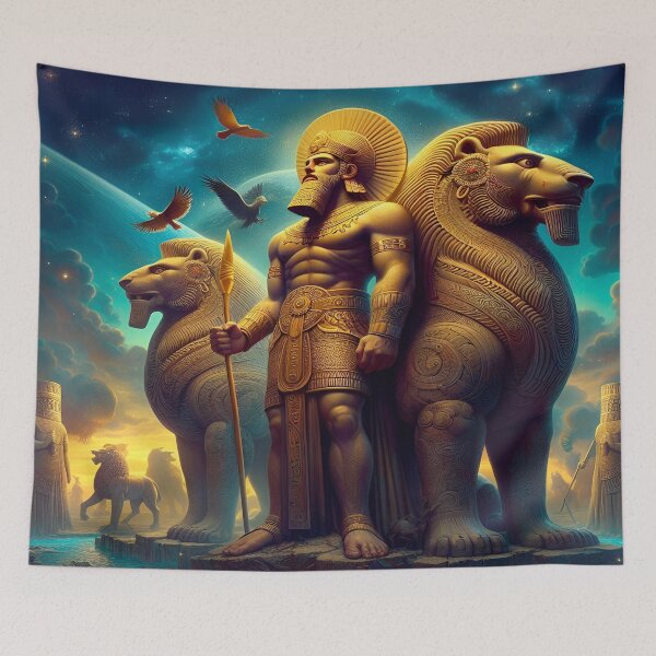 Item preview, Lion of Babylon, Gilgamesh, legendary king of the city of Uruk, heroic character of ancient Mesopotamia, cradle of the civilization of humanity, god of the Underworld in Mesopotamian religion designed and sold by Redbdon.