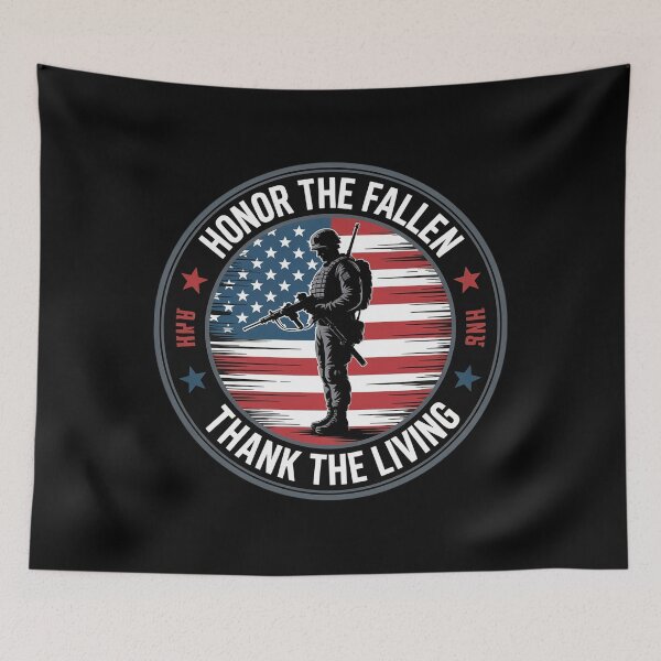 Item preview, Honor The Fallen Thank The Living Memorial Day Veteran Flag designed and sold by HeinzanoWeno.