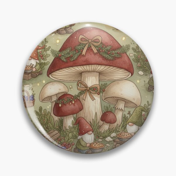 Item preview, Cozy Gnome Christmas Pattern | Cottagecore Fungi Holiday | Woodland Gnomes Seamless Print designed and sold by kinany00.