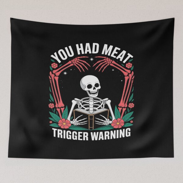 Item preview, You Had Me at Trigger Warning Dark Romance Skeleton Book designed and sold by GasVille.