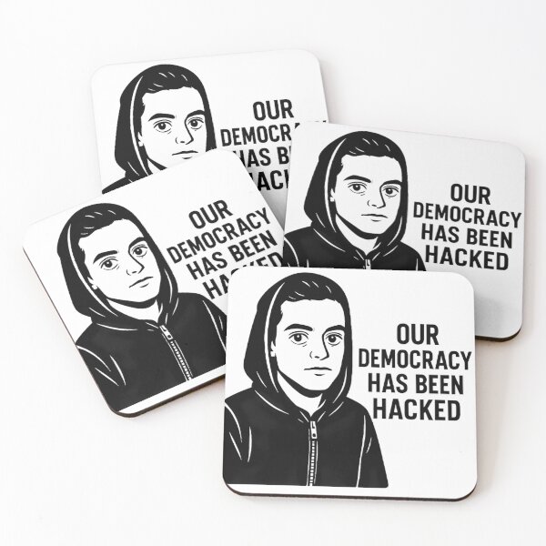 Item preview, Mr Robot Democracy Hacked - Elliot Alderson TV Series Quote Art designed and sold by LoomisDreams.